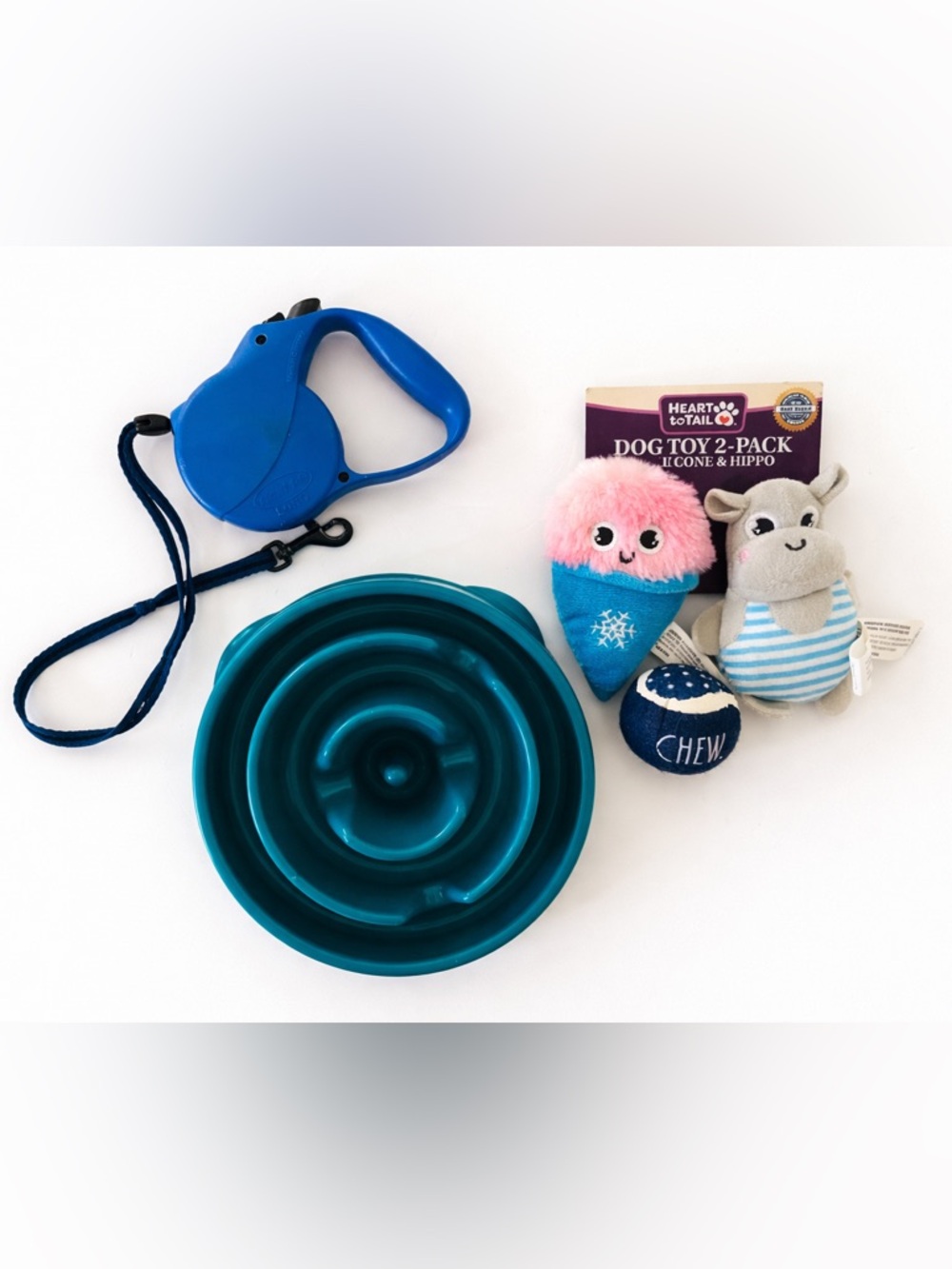 Dog Supply Lot Slow Feeder Bowl Flexi Retractable Leash Toys & Ball